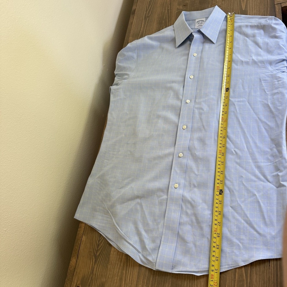 Brooks Brothers Men's‎ 15.5 33 Medium Blue Yellow Long Sleeve Button Up Shirt - Picture 8 of 8